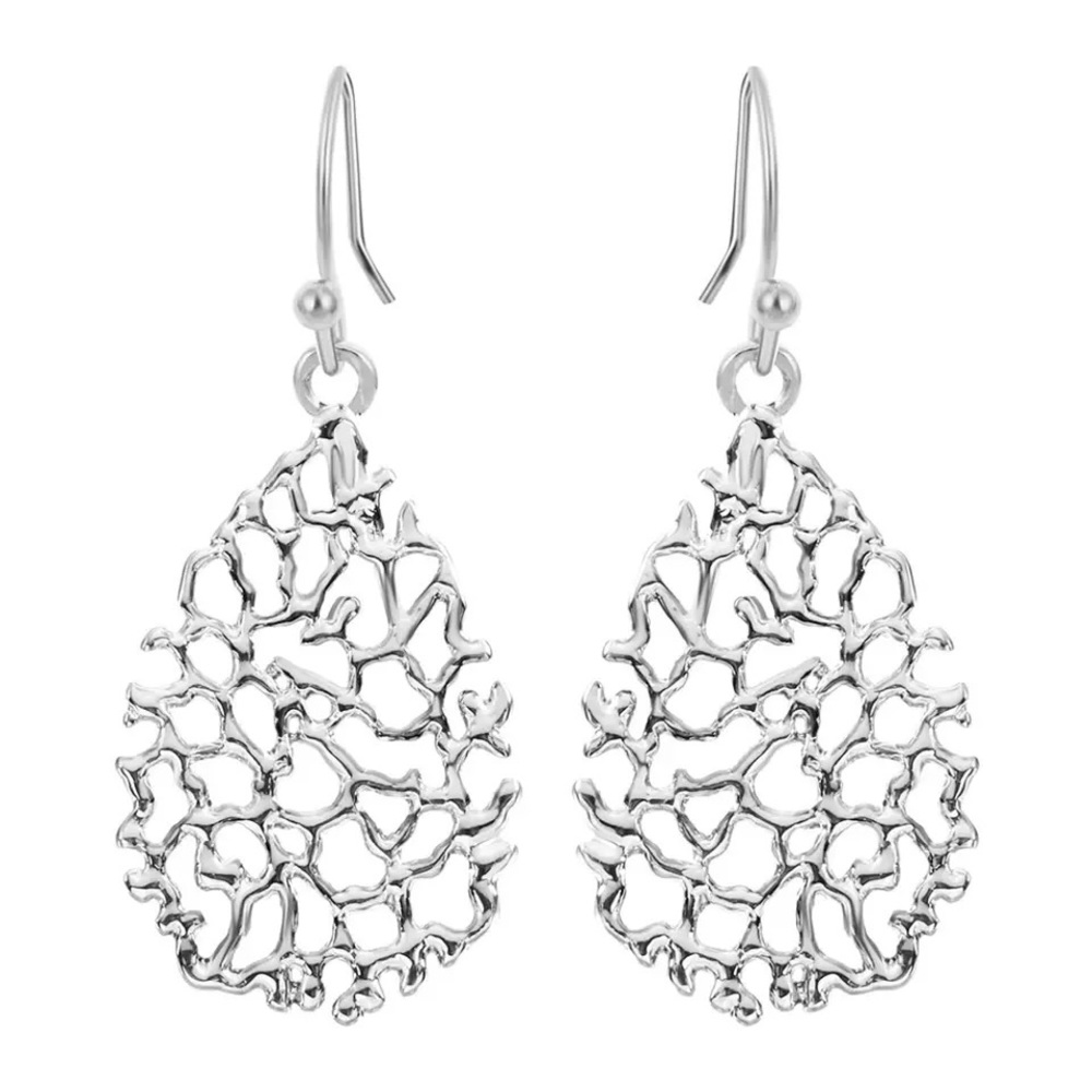 ✨new✨ coral inspired silver drop earrings
